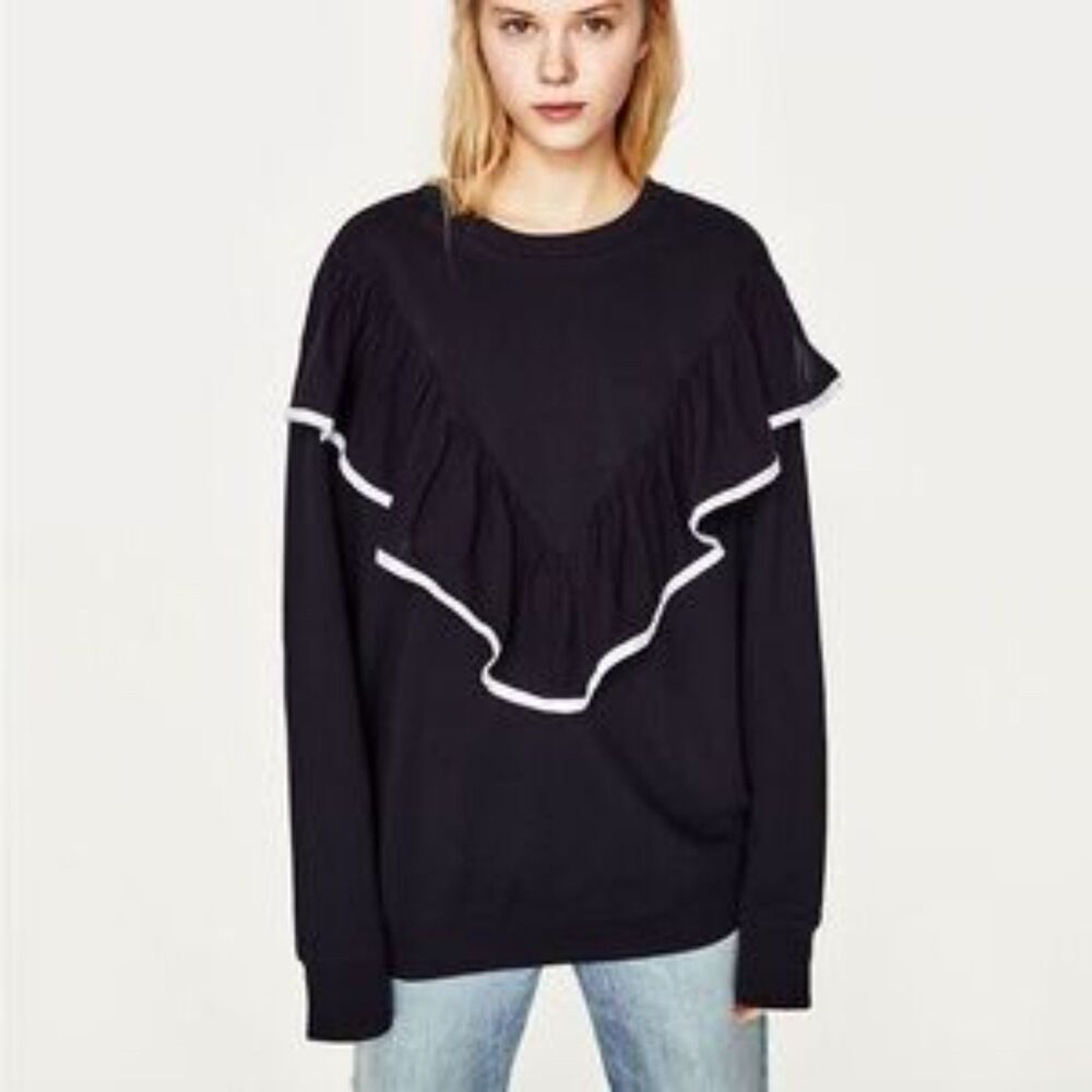 Zara Trafaluc sweatshirt with front frill in size S